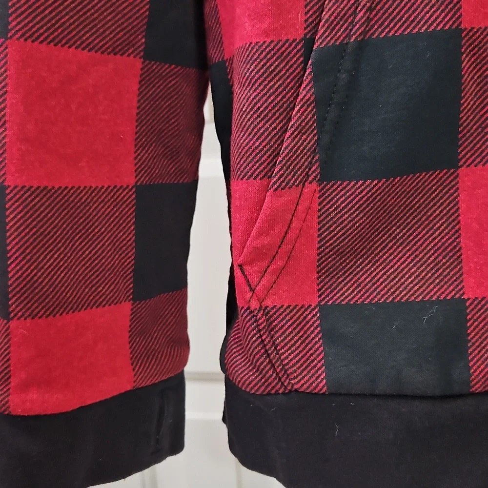 Old Navy Red and Black Checkered Zip Hoodie XL Zipup